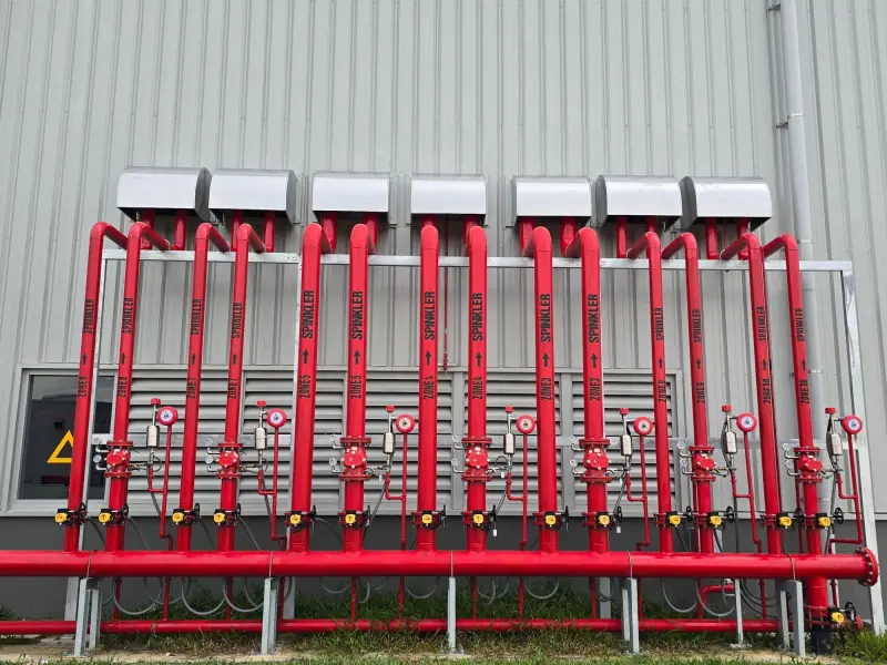 Sprinkler riser pipes and their control valves