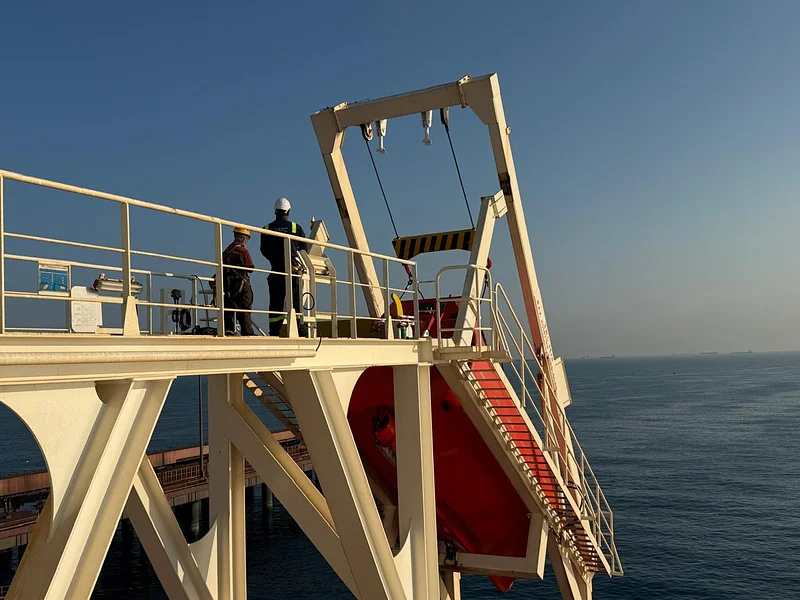 At Sohar Port, Oman, we carried out comprehensive inspection and servicing of lifeboats, rescue boats, and firefighting systems.